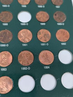 60 Coins - Lincoln Cents 1959 - 1994 Collection Book