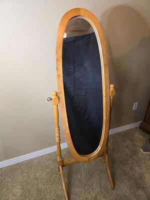 Vintage Oak Finish Cheval Floor Mirror – Tilting Full-Length