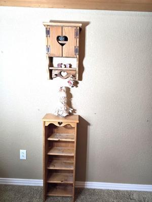 Country Cottage Pine Shelf Set – Wall Cabinet & Standing Shelf