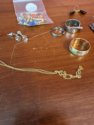 Miscellaneous jewelry lot, gift bags and silver polisher