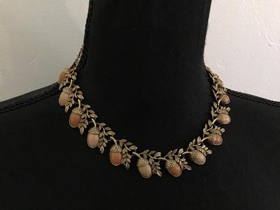 Vintage Acorn Leaf Necklace