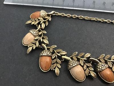 Vintage Acorn Leaf Necklace