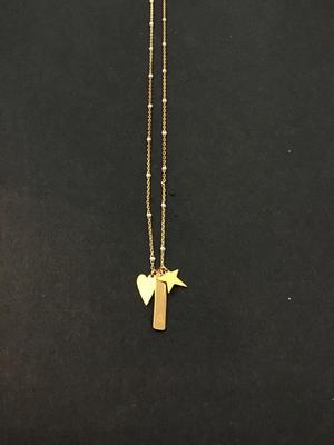 Dainty gold tone heart, star charm necklace