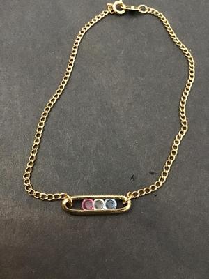 Vintage gold tone multicolored Crystal anklet