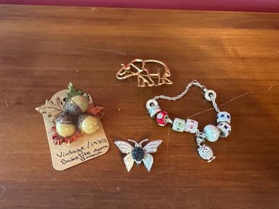Brooches and a bracelet