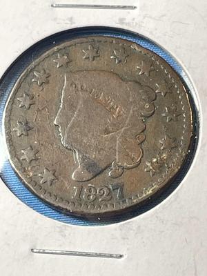 1827 CIRCULATED CONDITION U.S. LARGE CENT AS PICTURED.