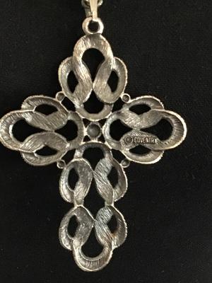 Sarah Covenant Large Cross Pewter Tone Vintage