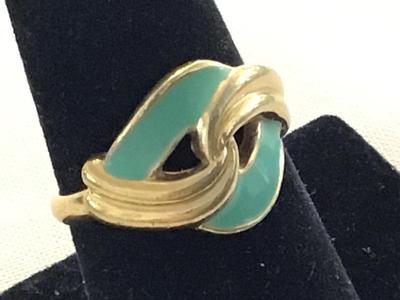 Teal and Gold Tone Ring