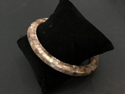 Vintage Inlay Mother of Pearl Mosaic Bangle
