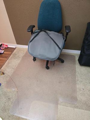 Office Comfort Bundle – Chair with Rolling Mat, Heated Massage Cushion