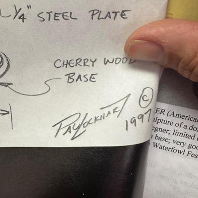 Sale Photo Thumbnail #117: Measurements:
34" Height, 18" Diameter 
fish measurements:
16" length
With sketch of piece signed  
Valued at $1200.00-$1500.00