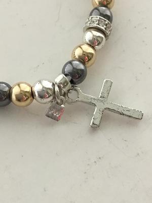 9W marked cross beaded stretchy bracelet