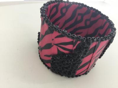 Pink and black zebra stripe statement bracelet