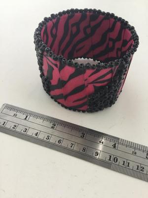 Pink and black zebra stripe statement bracelet