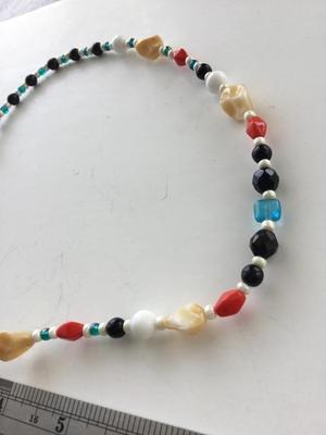 Vintage unique multicolored beaded collar necklace