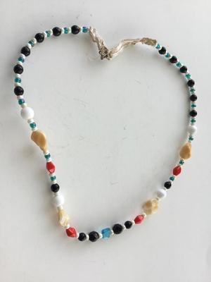 Vintage unique multicolored beaded collar necklace