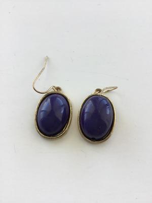 Gold tone purple fashion earrings