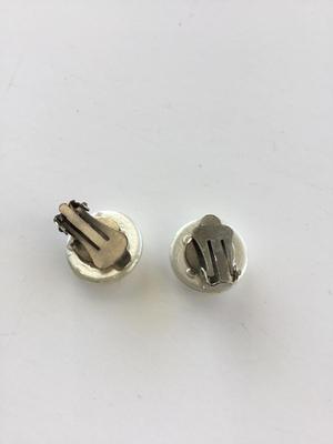 Vintage small white clip on earrings