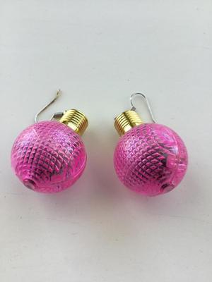 Pink statement ball earrings