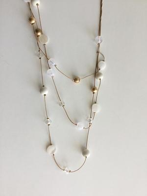 Gold tone multilayer fashion necklace