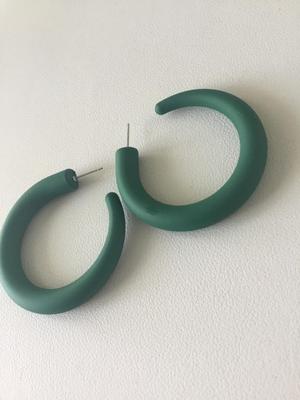 Green statement hoop earrings
