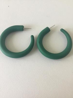 Green statement hoop earrings