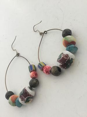Unique handmade vintage like beaded hoop earrings