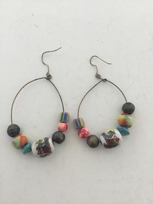 Unique handmade vintage like beaded hoop earrings