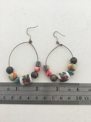 Unique handmade vintage like beaded hoop earrings