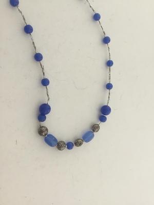 Vintage clasp blue fashion beaded necklace