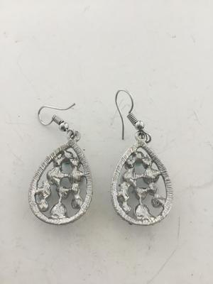 Silver tone light blue dangle fashion earrings