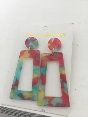 Colorful tye dye look statement earrings