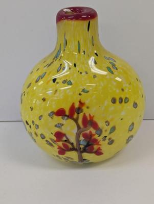Multi-Colored Red Yellow Glass Vase Murano Style Apporx 8 1/4" Tall