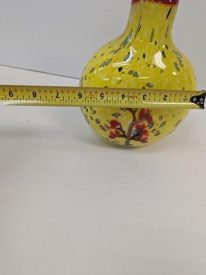 Multi-Colored Red Yellow Glass Vase Murano Style Apporx 8 1/4" Tall
