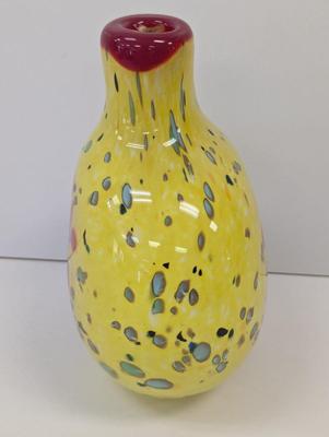 Multi-Colored Red Yellow Glass Vase Murano Style Apporx 8 1/4" Tall