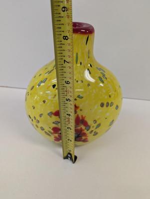 Multi-Colored Red Yellow Glass Vase Murano Style Apporx 8 1/4" Tall