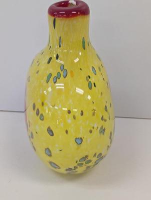 Multi-Colored Red Yellow Glass Vase Murano Style Apporx 8 1/4" Tall