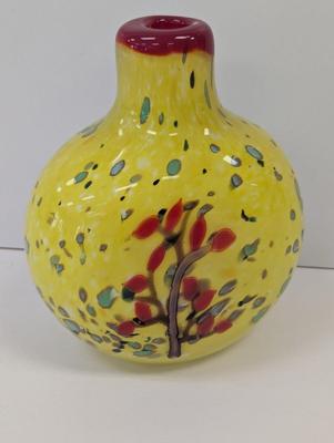 Multi-Colored Red Yellow Glass Vase Murano Style Apporx 8 1/4" Tall