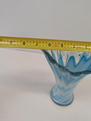 Vintage Swung Glass Hand Blown Blue White Approx 9 1/4" Tall