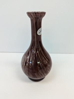 Vintage Murano Brown Gray Glass Vase Hand Blown Approx 8 3/4" Tall