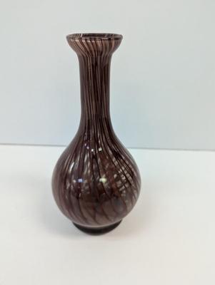 Vintage Murano Brown Gray Glass Vase Hand Blown Approx 8 3/4" Tall