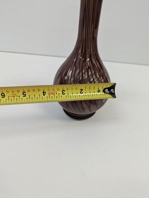 Vintage Murano Brown Gray Glass Vase Hand Blown Approx 8 3/4" Tall