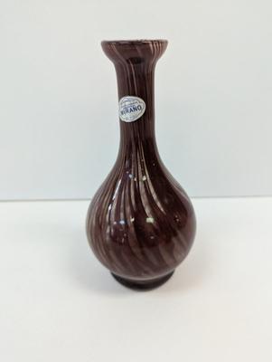Vintage Murano Brown Gray Glass Vase Hand Blown Approx 8 3/4" Tall