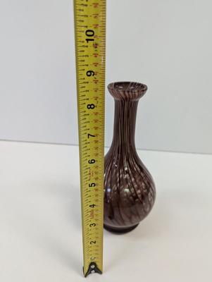 Vintage Murano Brown Gray Glass Vase Hand Blown Approx 8 3/4" Tall