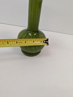 Vintage Hand Blown Green Vase Approx 9 3/4" Tall