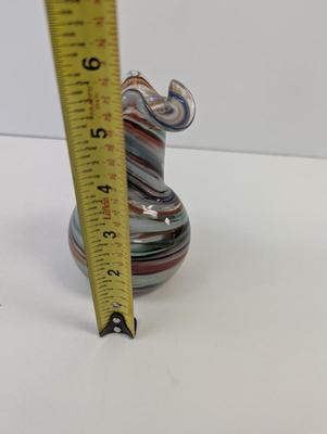 Multi Colored Hand Blown Murano Style Vase Approx 5 1/2" Tall