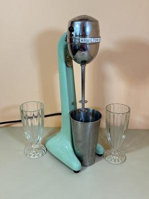 LOT 67L: Vintage Teal Hamilton Beach Milkshake Machine Model 33 & More