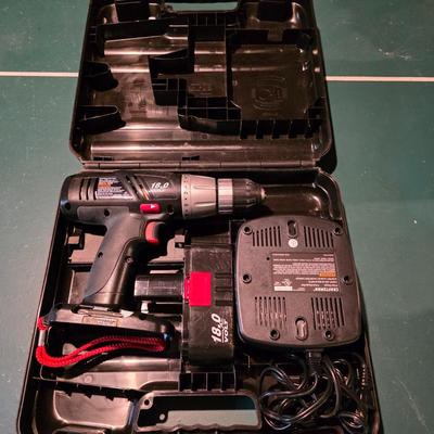 LOT 100B: Craftsman 18.0 Volt Drill/Driver With Charger & Bits In Case, Model 315.13340