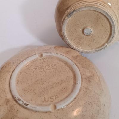 LOT 102L: McCoy USA Pitcher and Bowl, California Stoneware & Homer Laughlin Rose Bowl