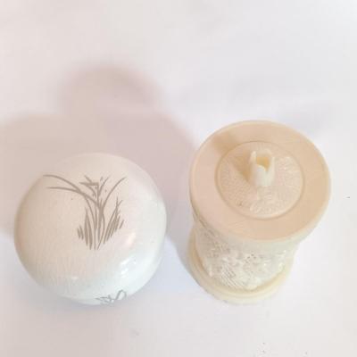 LOT 104L: Vintage Celluloid Cocktail Pick Holder, Ceramic Tea Cup with Filter, Hand Painted Sauce Dish & More